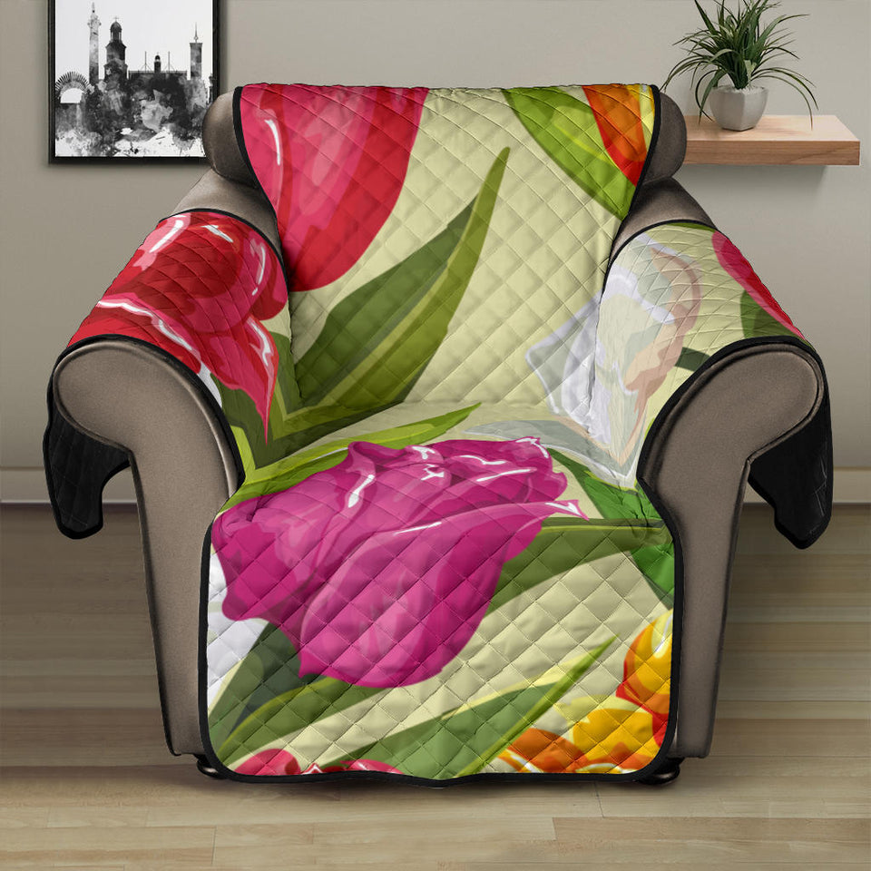 Colorful Tulip Pattern Recliner Cover Protector