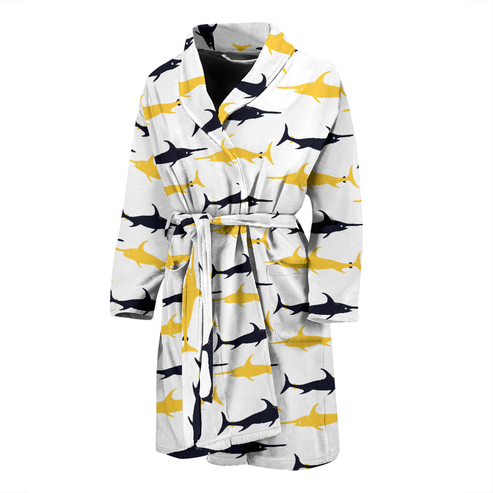 Swordfish Pattern Print Design 05 Men Bathrobe