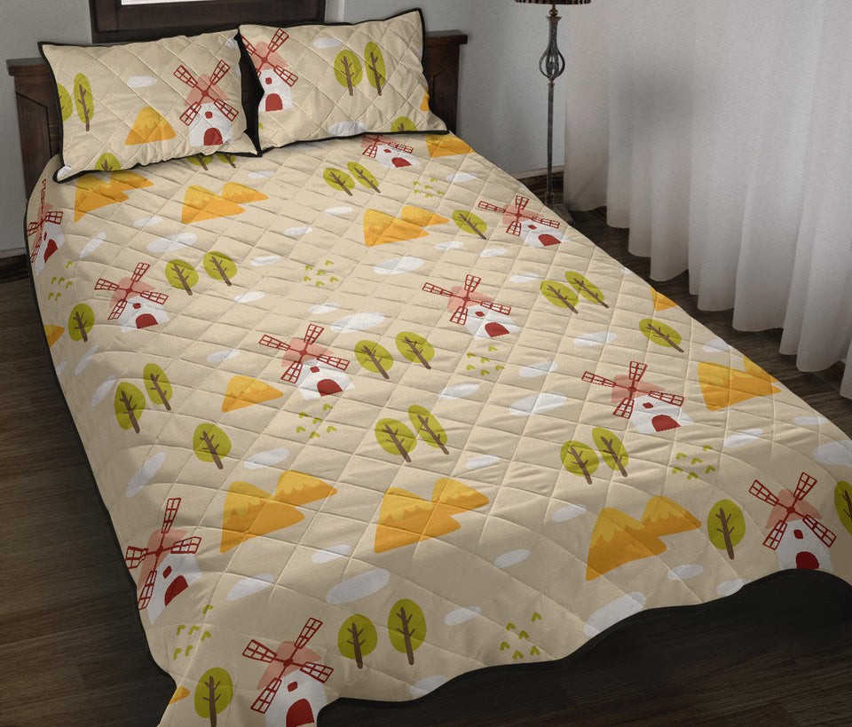 Windmill Pattern Quilt Bed Set