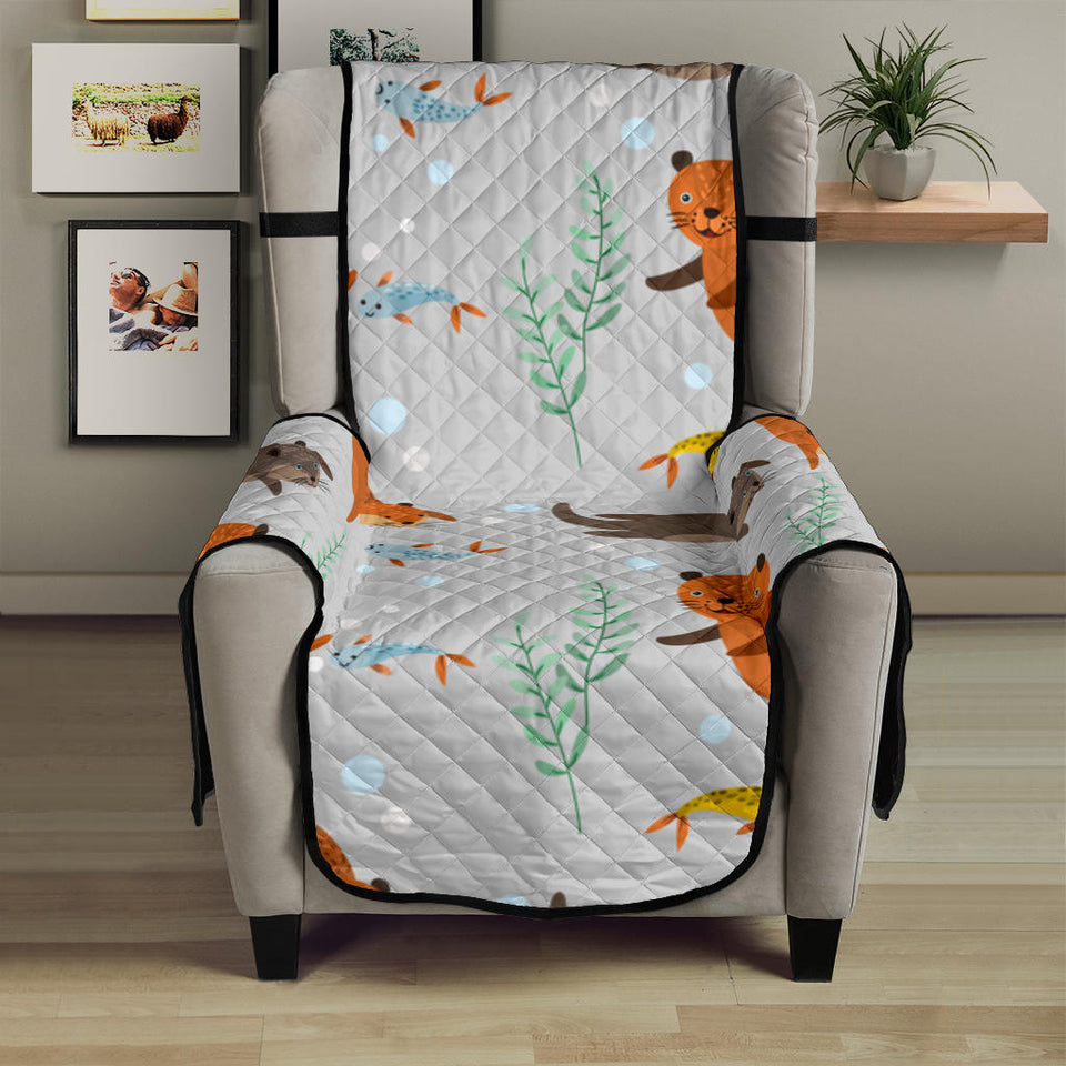 Swimming Fish Otter Pattern Chair Cover Protector