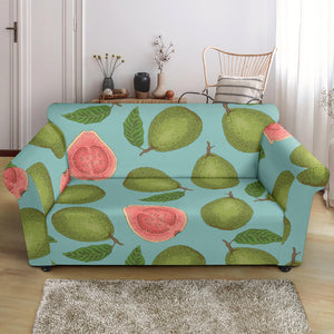 Guava Pattern Green Background Loveseat Couch Slipcover