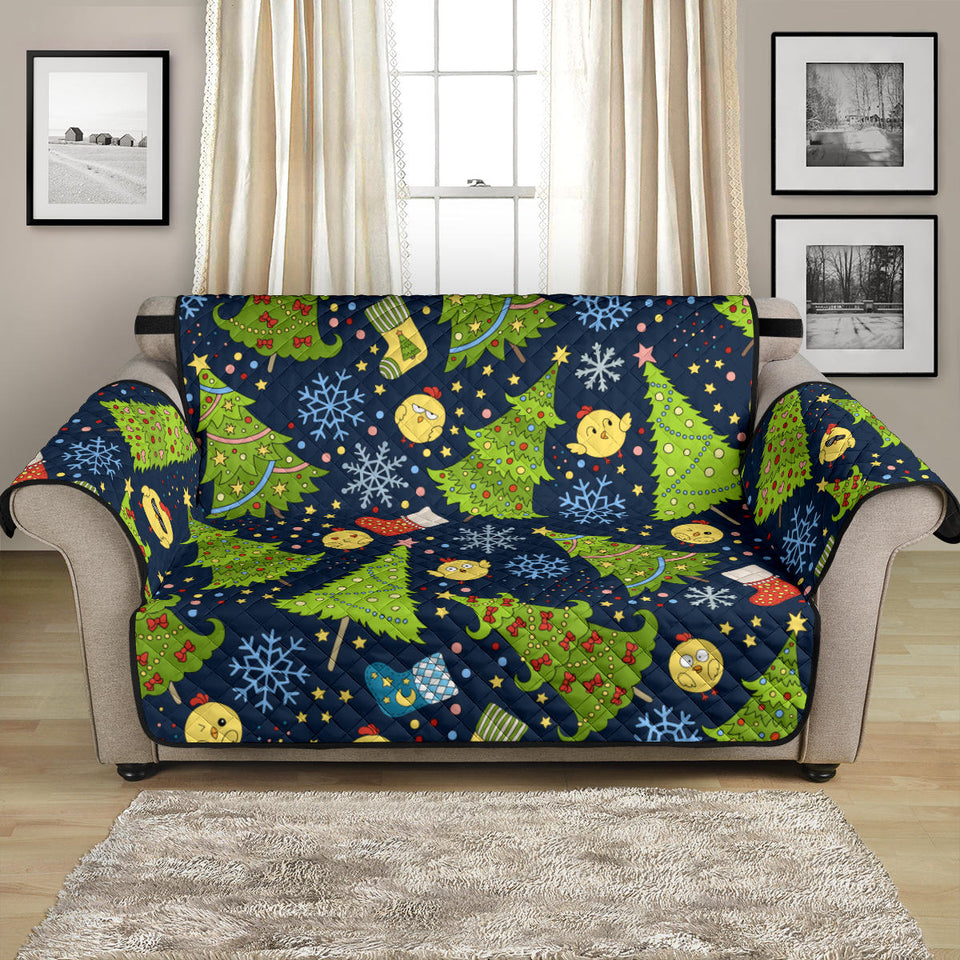 Christmas Tree Snowflake Pattern Loveseat Couch Cover Protector