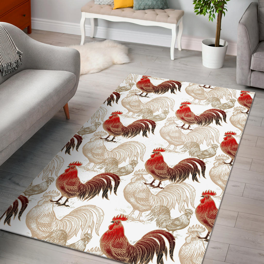 Rooster Chicken Pattern Area Rug