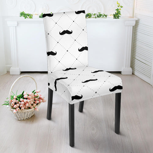 Mustache Beard Pattern Print Design 04 Dining Chair Slipcover