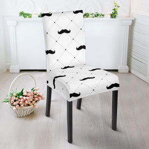 Mustache Beard Pattern Print Design 04 Dining Chair Slipcover
