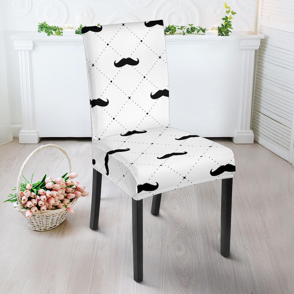 Mustache Beard Pattern Print Design 04 Dining Chair Slipcover