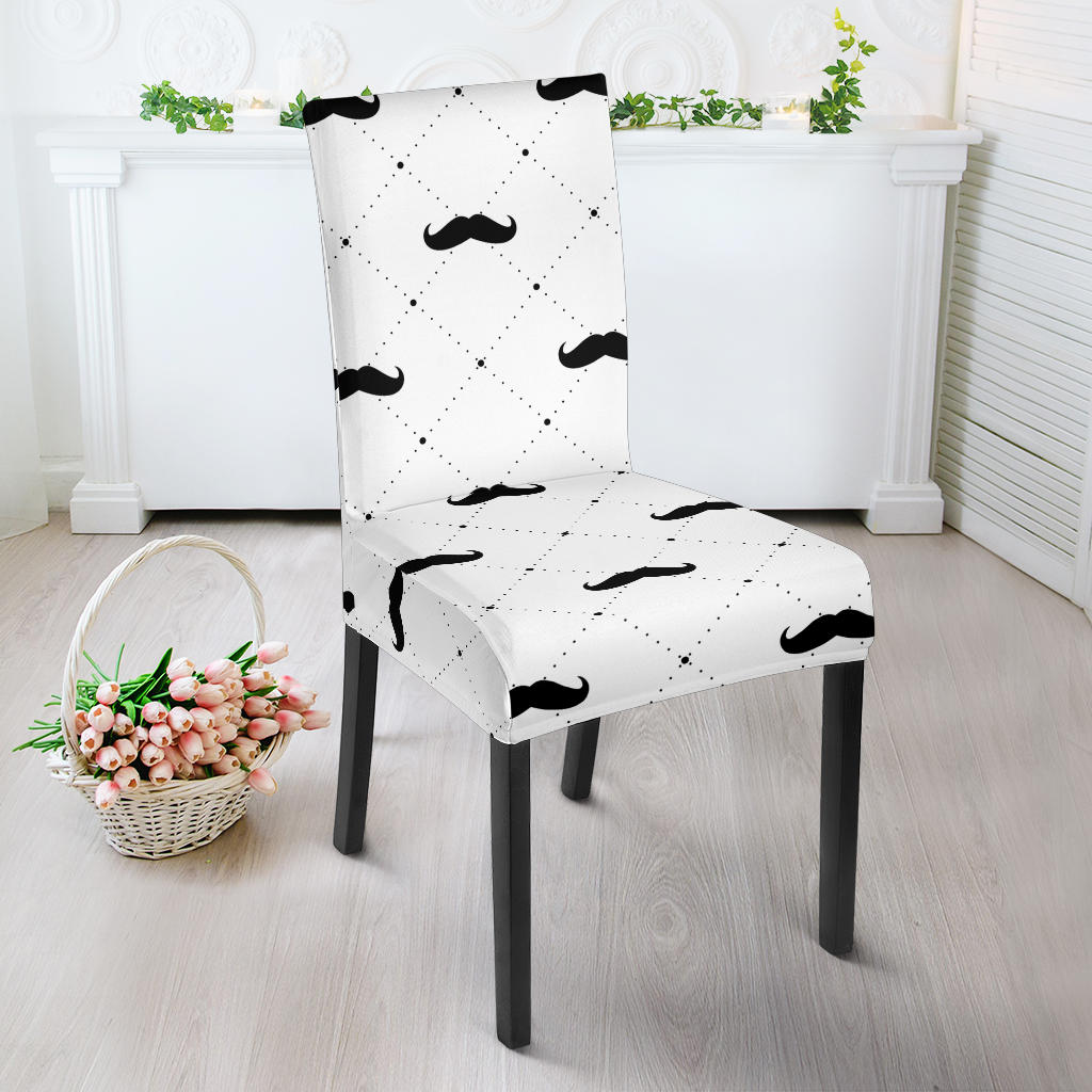 Mustache Beard Pattern Print Design 04 Dining Chair Slipcover