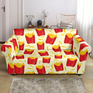 French Fries Pattern Theme Loveseat Couch Slipcover