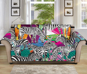 Zebra Colorful Pattern Sofa Cover Protector