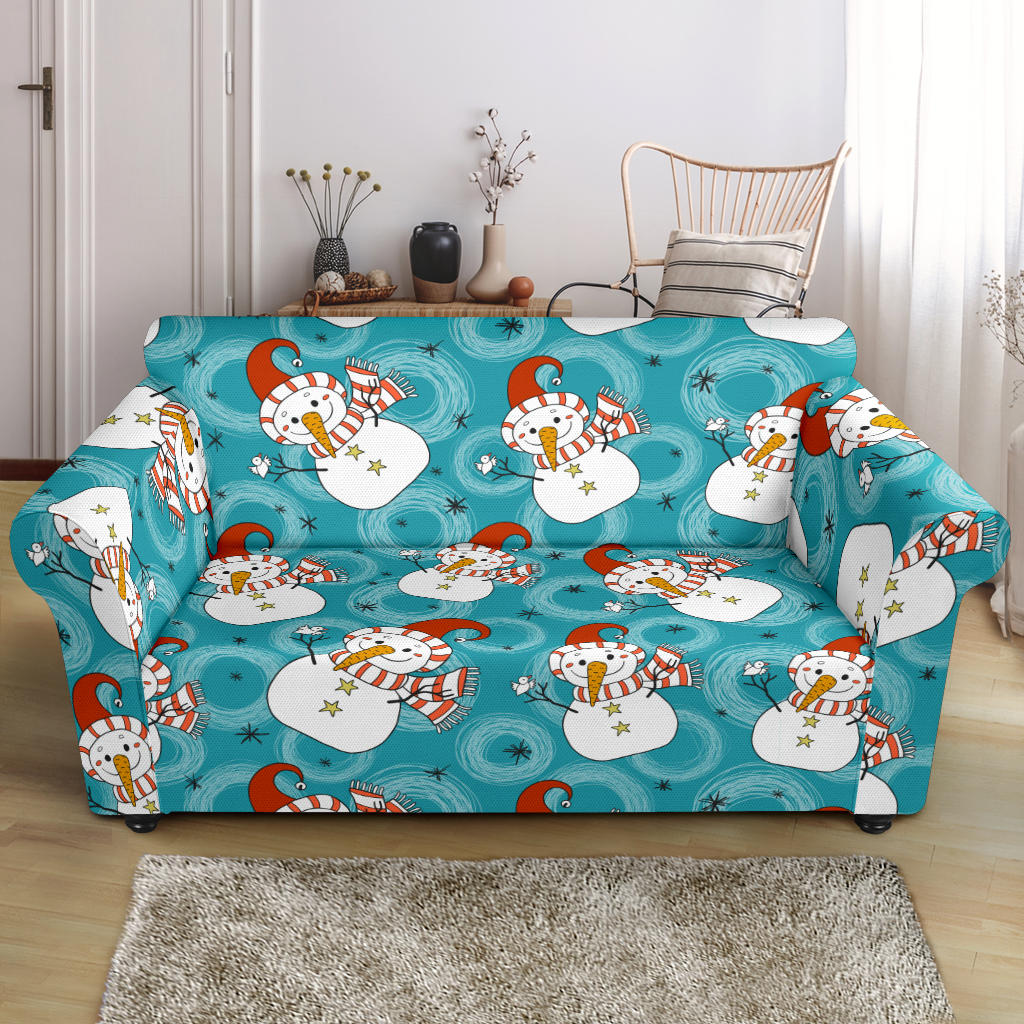 Snowman Chirstmas Pattern Loveseat Couch Slipcover