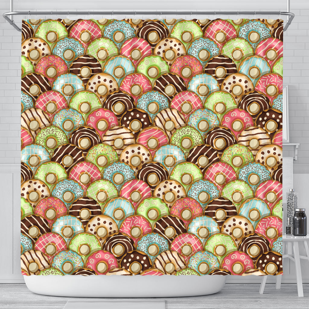 Donut Pattern Background Shower Curtain Fulfilled In US