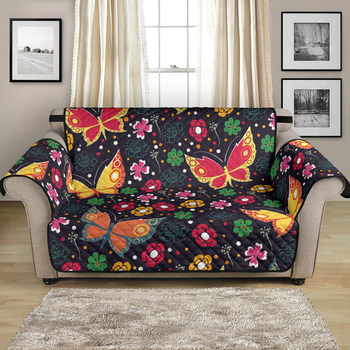 Butterfly Flower Pattern Loveseat Couch Cover Protector