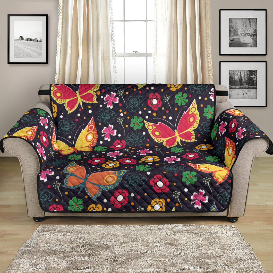 Butterfly Flower Pattern Loveseat Couch Cover Protector