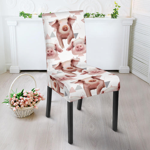 Pig Pattern Print Design 04 Dining Chair Slipcover