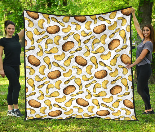 Potato Chips Pattern Print Design 01 Premium Quilt