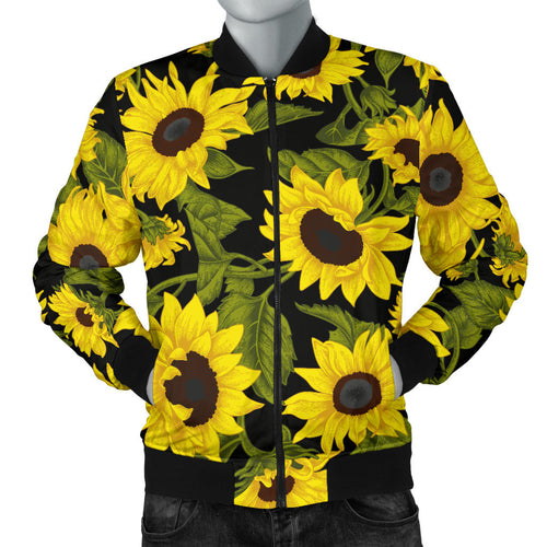 Sunflower Theme Pattern  Men Bomber Jacket