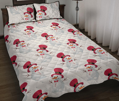 Cute Snowman Pattern Quilt Bed Set