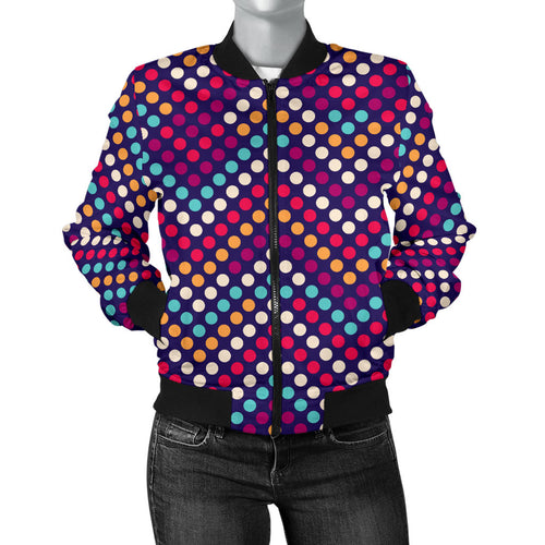 Zigzag Chevron Pokka Dot Aboriginal Pattern Women Bomber Jacket