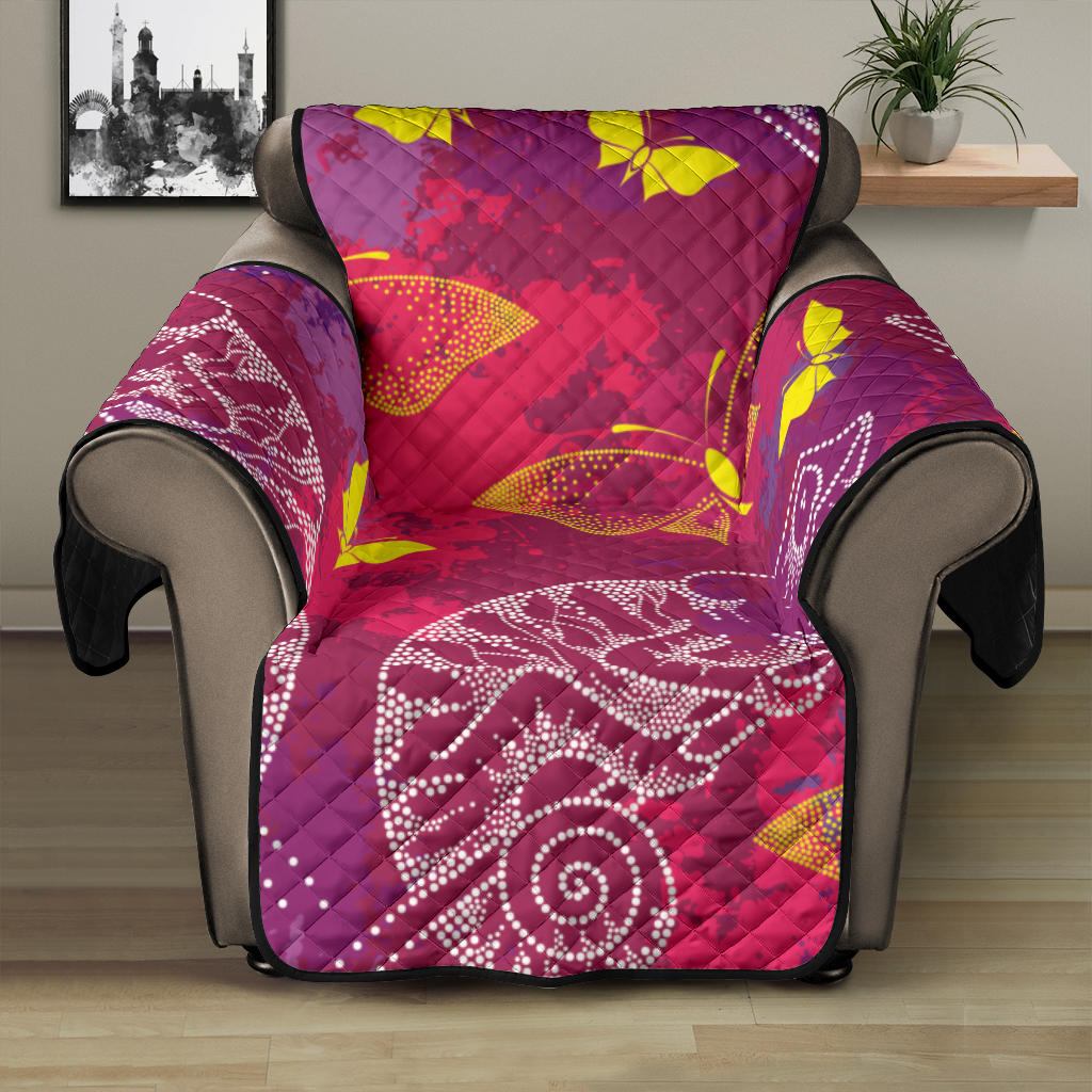 Pink Chameleon Lizard Butterfly Pattern Recliner Cover Protector