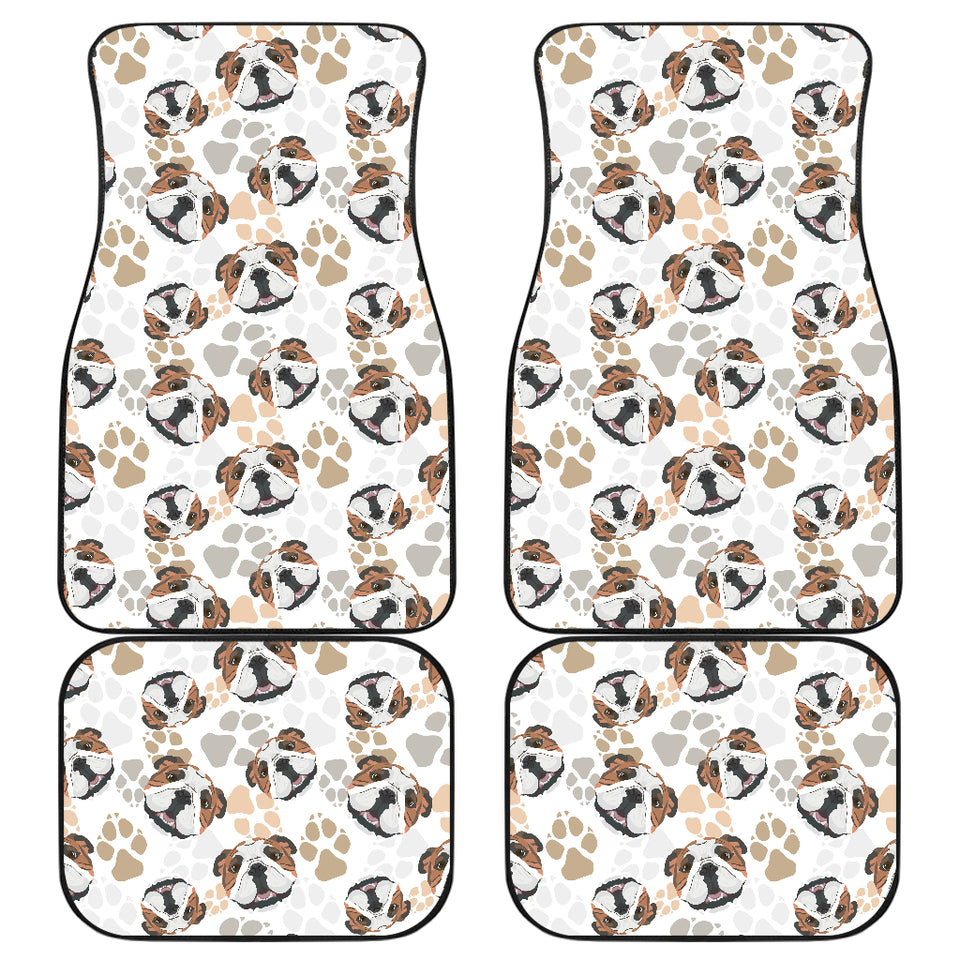 English Bulldog Pattern Print Design 01 Front and Back Car Mats