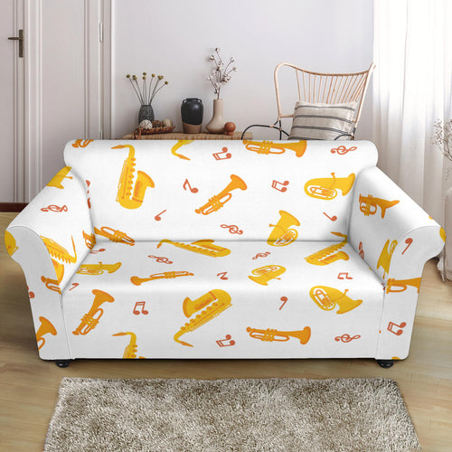 Saxophone Pattern Theme Loveseat Couch Slipcover