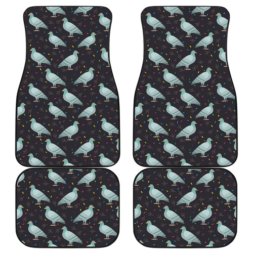 Pigeon Pattern Print Design 01 Front and Back Car Mats