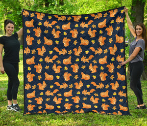 Squirrel Pattern Print Design 05 Premium Quilt