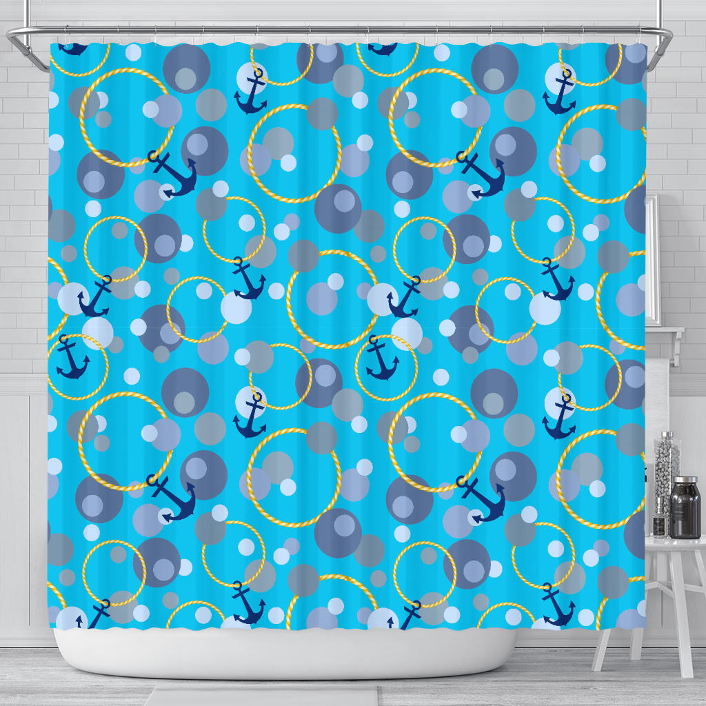 Anchor Circle Rope Pattern Shower Curtain Fulfilled In US