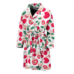 Cherry Heart Pattern Men Bathrobe