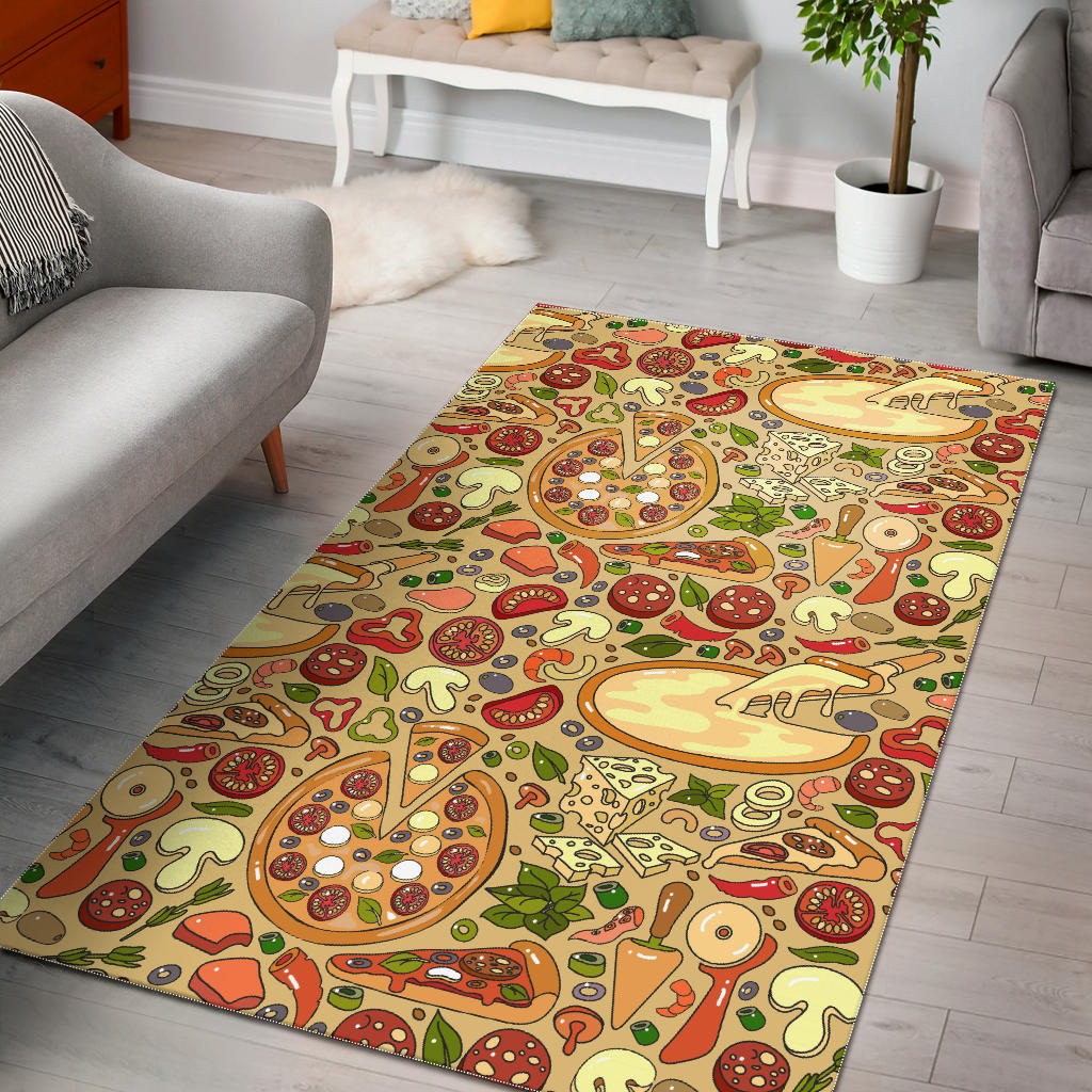 Pizza Pattern Background Area Rug