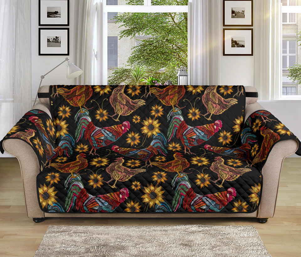 Rooster Chicken Flower Pattern Sofa Cover Protector