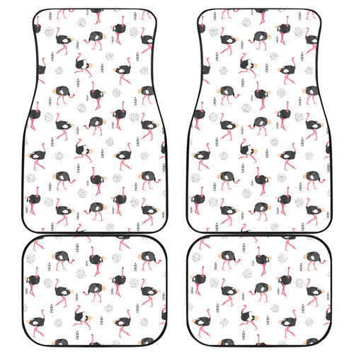 Ostrich Pattern Print Design 02 Front and Back Car Mats