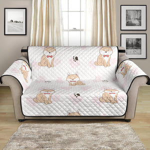 Cute Shiba Inu Heart Pattern Loveseat Couch Cover Protector