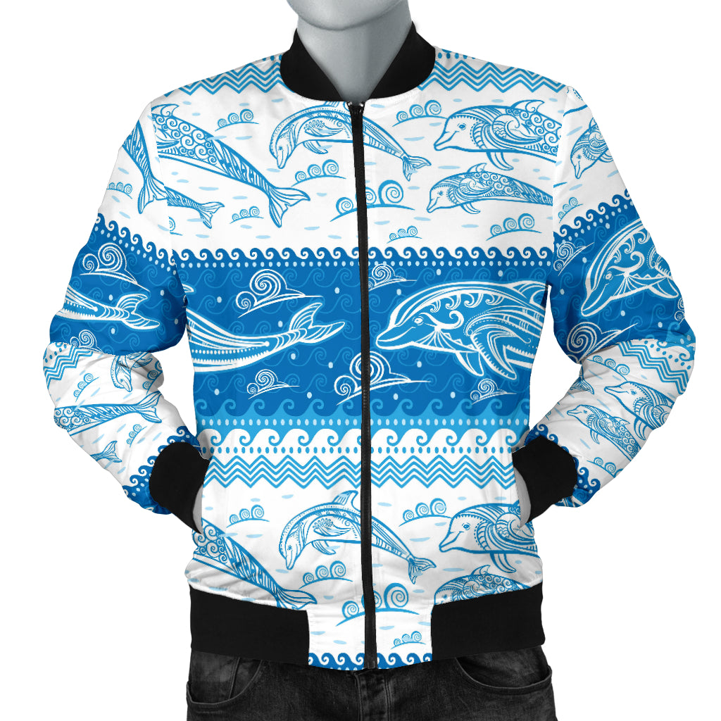 Dolphin Tribal Pattern Ethnic Motifs Men Bomber Jacket