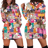 Snowman Colorful Theme Pattern Women Hoodie Dress