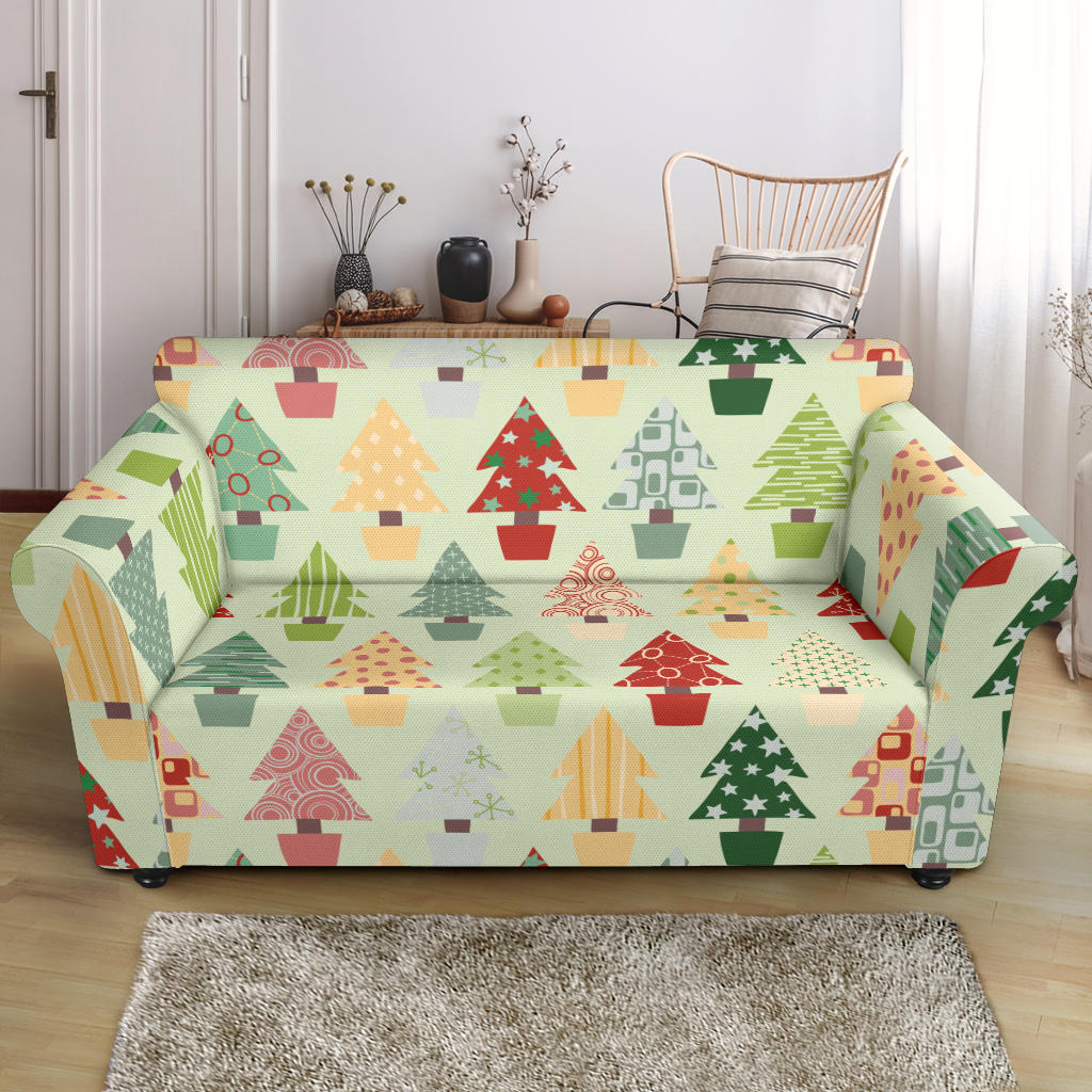 Christmas Tree Pattern Backgroind Loveseat Couch Slipcover