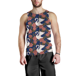 Swan Rose Pattern Men Tank Top