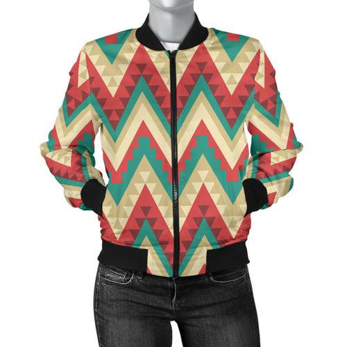 Zigzag Chevron Pattern Women Bomber Jacket