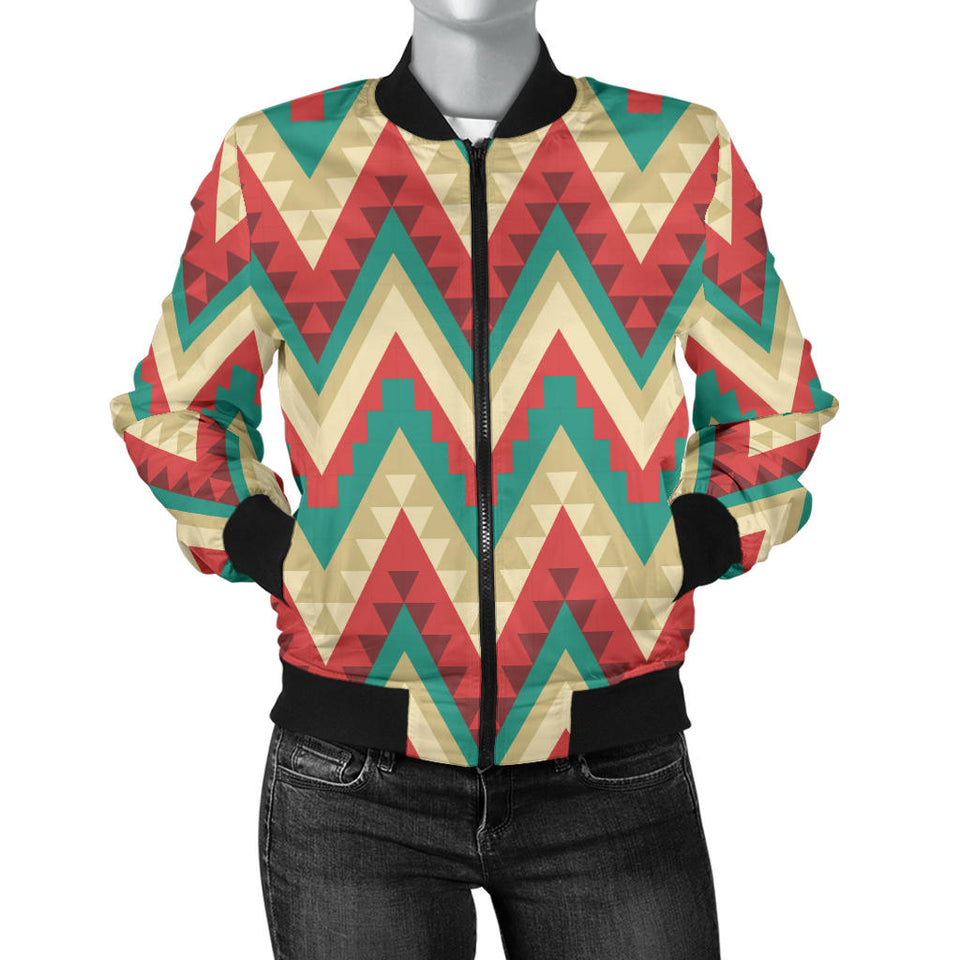 Zigzag Chevron Pattern Women Bomber Jacket