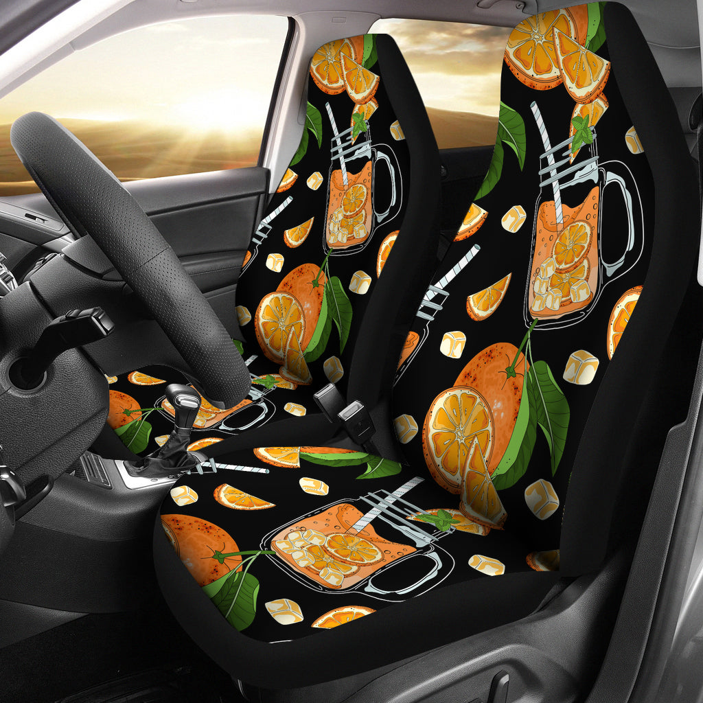 Orange Ice Orance Juice Pattern Universal Fit Car Seat Covers