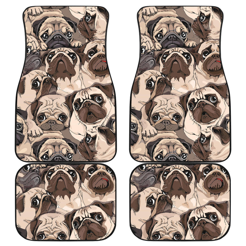Pug Pattern Background Front and Back Car Mats