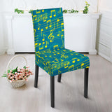 Music Notes Pattern Print Design 05 Dining Chair Slipcover