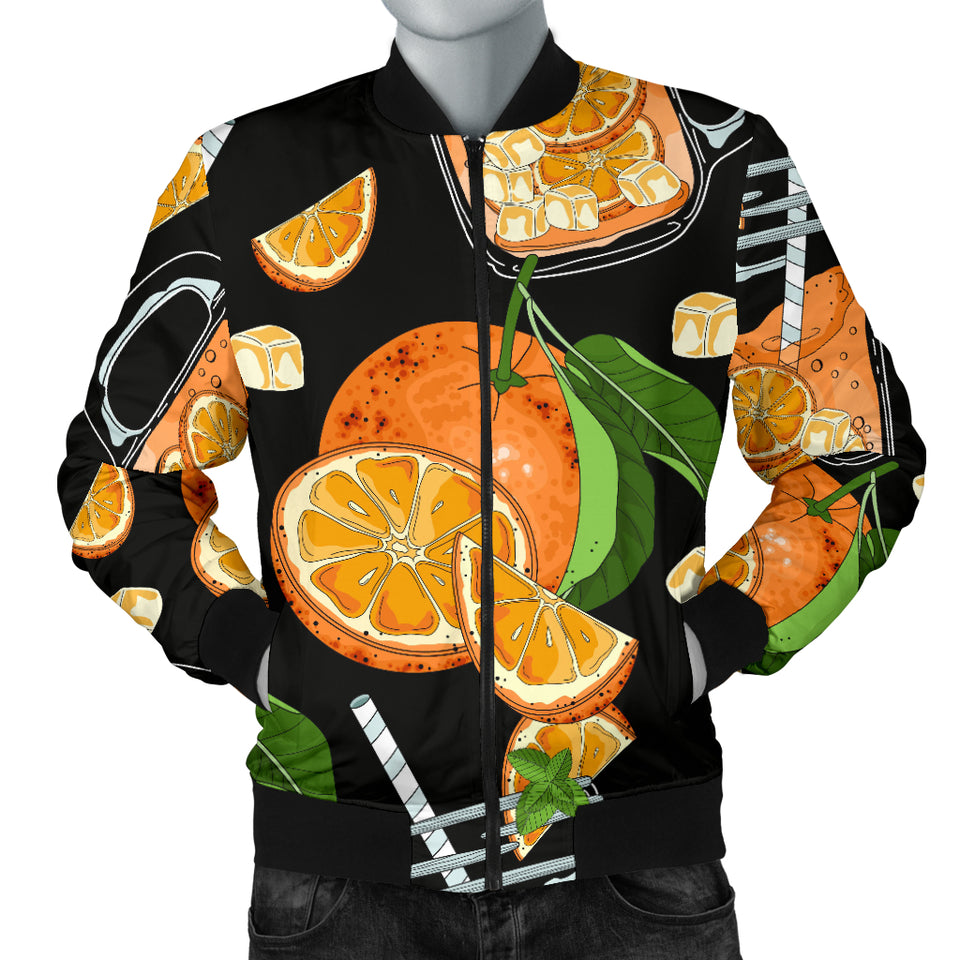 Orange Ice Orance Juice Pattern Men Bomber Jacket