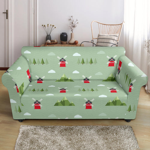 Windmill Green Pattern Loveseat Couch Slipcover