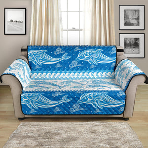 Dolphin Tribal Pattern Ethnic Motifs Loveseat Couch Cover Protector