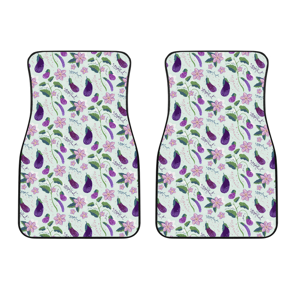 Eggplant Pattern Print Design 03 Front Car Mats