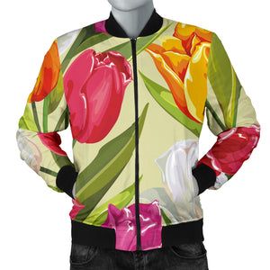 Colorful Tulip Pattern Men Bomber Jacket