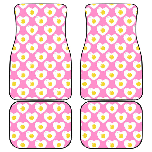 Fried Eggs Pattern Print Design 02 Front and Back Car Mats