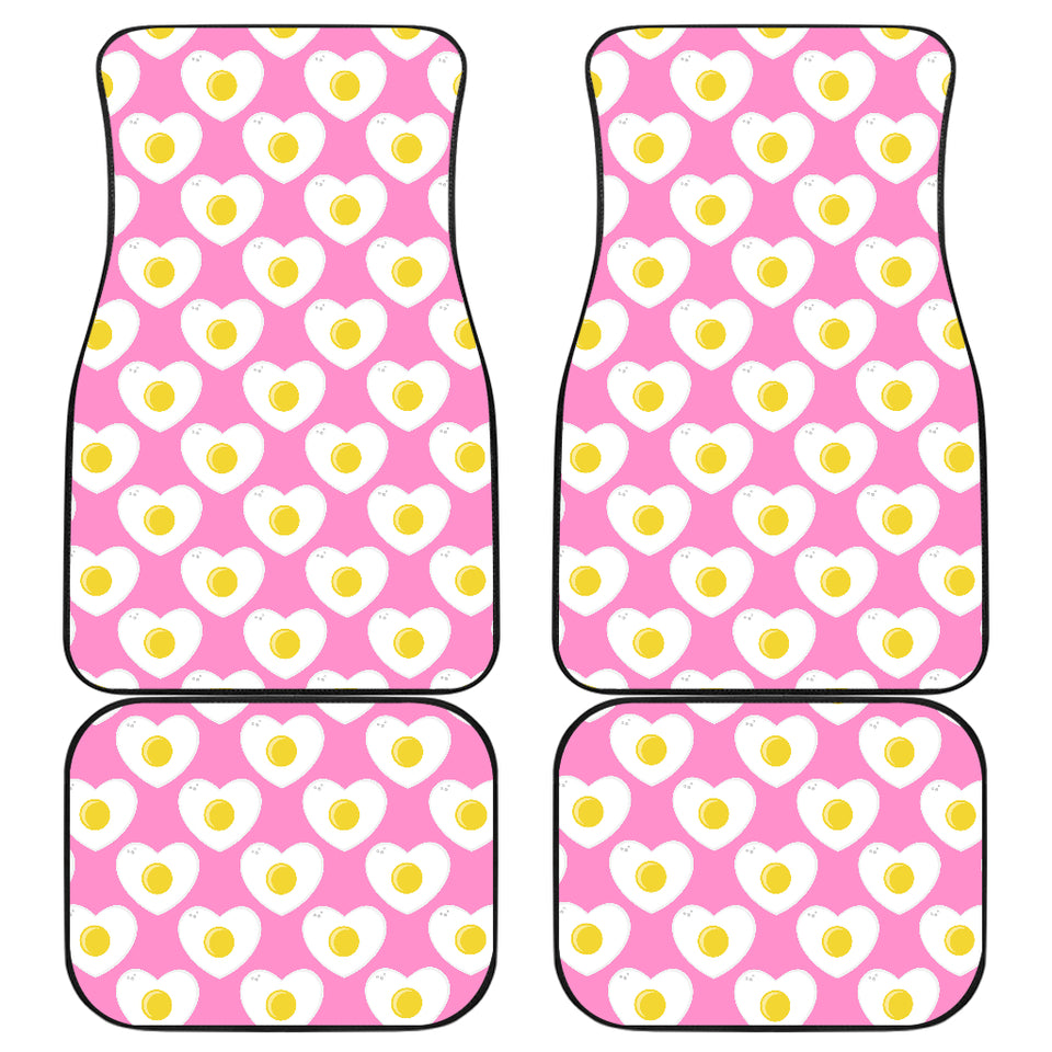 Fried Eggs Pattern Print Design 02 Front and Back Car Mats