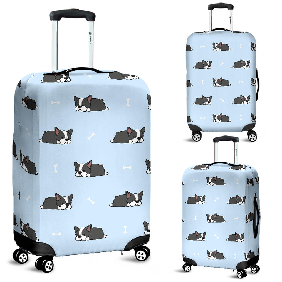 Sleep Boston Terrier Bone Pattern Luggage Covers